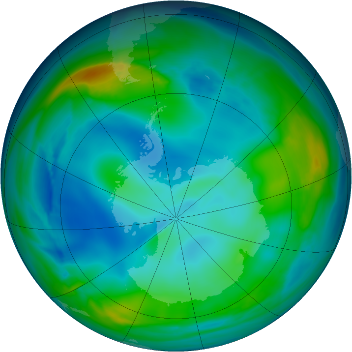 Antarctic ozone map for 01 June 2005